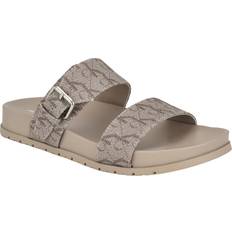 Calvin Klein Women's Landesa Slip-On Square Toe Casual Sandals Dark Natural Logo