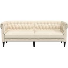 vidaXL Chesterfield Cream Sofa 201.5cm 3 Seater