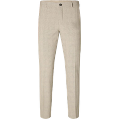 Selected Checked Slim Fit Suit Trousers - Sand