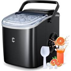 Ice Makers Fantec Ice Maker Countertop, Portable Ice Machine 9 Cubes in 6 Mins, 26lbs in 24Hrs, 2 Sizes of Bullet Ice Self-Cleaning with Ice Scoop, Bag, and Basket