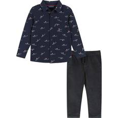 Multikleur Andere Sets Andy & Evan Infant Soft Knit Holiday Sharks Button-Down Set, Navy Blue Black Multicolor, 12-18M Maisonette