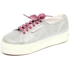 Superga H0176 sneaker donna silver glitter platform shoes woman