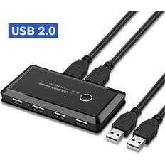 KVM Switches YINGHUA USB 3.0 KVM Switch 2x4 USB 2.0 Switcher Selector 2 PC Sharing 4 USB Devices KVM Switch Hub Adapter for Keyboard Mouse PrinterUSB2.0