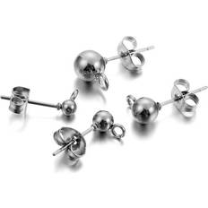 Zoizocp Sold by: Ear Hook & Earback 20pcs/lo Stainless Steel Round Ball Earring Post Stud with Earring Plug Findings Ear Back for DIY Jewelry Making Supplies for Jewelry Making DIY3mm