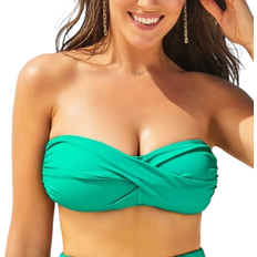 Swimsuits For All Valentine Ruched Bandeau Bikini Top - Bali