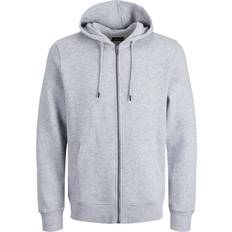 Jack & Jones Plain Zip Hoodie - Grey/Light Grey Melange