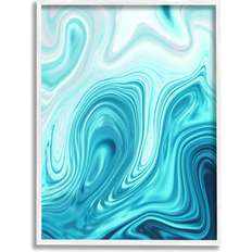 Stupell Blue Abstract Ripples White Framed Art 11x14"