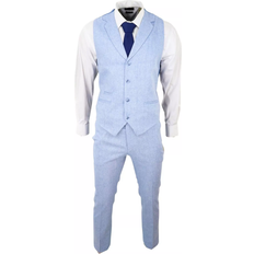 Cotton Suits Truclothing Men's Summer Suit Waistcoat Trousers - Light Blue