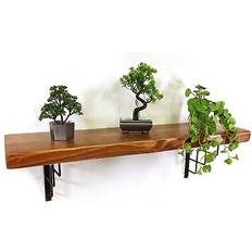 Blue Wall Shelves MODERIX Wooden Rustic With Bracket Square Wall Shelf