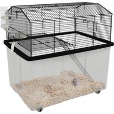 Hamster Pawhut Two-Tier Hamster Cage with Wheels 57x43x57cm