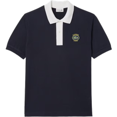 Lacoste Men's Logo Badge Contrast Collar Polo - Navy Blue/White