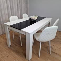 Kosy Koala Dining Table Set White/Black Dining Set 77x117cm 5pcs