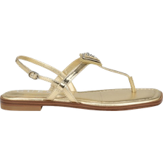 Gold - Women Sandals Guess Rainey Logo Sqaure Toe T-Strap - Gold