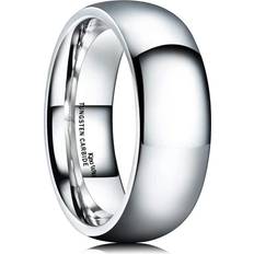 Men - Wedding Rings King Will Basic Men's 8mm Classic High Polished Comfort Fit Domed Tungsten Metal Ring Wedding Band - 9.5