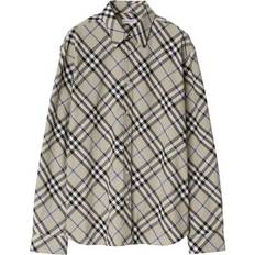 Burberry Grey Tops Burberry Checked Cotton Shirt