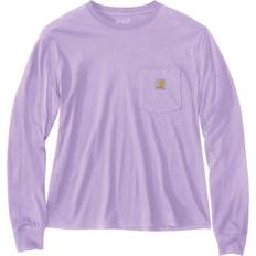 Carhartt Women T-shirts Carhartt Women's Loose Fit Lightweight Long-Sleeve Crewneck Pocket T-Shirt Purple