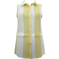 Women’secret Secret Label Womens Striped Sleeveless Chiffon Blouse Yellow