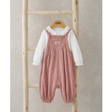 Mamas & Papas Crinkle Dungarees Bodysuit Outfit Set Pink PINK 9-12 Months