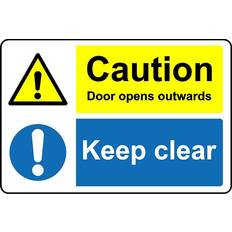 KPCM Display Ltd Caution door opens outwards keep clear safety sign 3mm