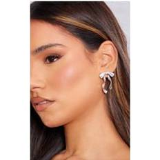Silver Bow Stud Earrings One Size