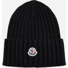 Moncler Unisex Beanies Moncler Logo-patch wool beanie black PZ