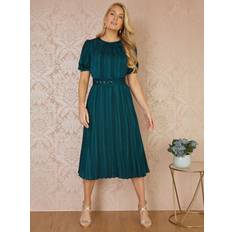 Green - Midi Dresses Yumi Satin Stripe Midi Dress, Green