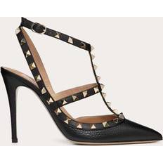 Valentino Garavani ROCKSTUD LEATHER ANKLE STRAP PUMP MM Woman BLACK