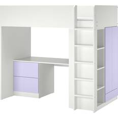 IKEA SMÅSTAD loftsäng, vit lila/med skrivbord 3