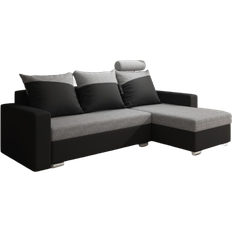 Ecksofas - Leder Fun furniture Nora Black/Light Grey Sofa 240cm