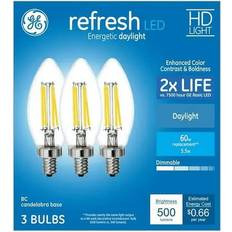 GE refresh LED 60 watt equivalent BC Daylight Dimmable Candle Light Bulb 3 pack