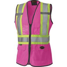 3XL Work Vests Pioneer Safety Vest With Pockets - Pink