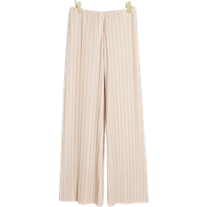 River Island Plisse Wide Leg Trousers - Beige