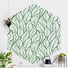 Papeles pintados Klebefieber Papier peint hexagonal autocollant avec dessins Motif naturel grandes feuilles sur vert