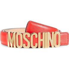 Red Belts Moschino Logo Leather Belt in Red 85