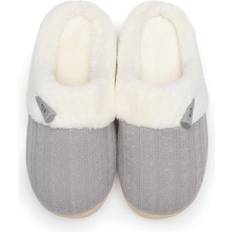 NineCiFun Slip On Fuzzy Memory Foam House Slippers - Faux Fur