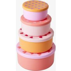 Rice Køkkenopbevaring Rice Runde 4 Dele Pink Hearts Set of 4 Madkasse