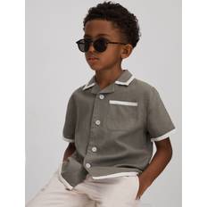 Linen Tops Reiss Kids' Vitan Linen Cuban Short Sleeve Shirt