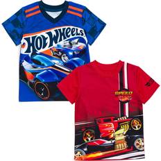 Tops Hot Wheels Little Boys Pack Athletic T-Shirts Red/Blue 7-8