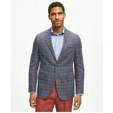 Men - Multicolored Blazers Brooks Brothers Men's Classic Fit 1818 Plaid Hopsack Sport Coat In Linen-Wool Blend Regular