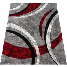 Paco Home Modern Abstract Design Grau, Rot, Silber 80x300cm