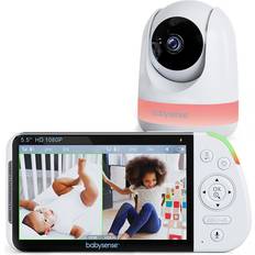 Babysense 5.5” 1080p Full HD Split-Screen Monitor, Video Monitor with Camera and Audio, PTZ Camera, RGB Night Light