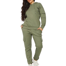 PixieGirl Ribbed Cargo Joggers - Khaki Green