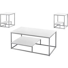 Furniture Monarch Specialties I 7961P White Coffee Table 22x42.2" 3