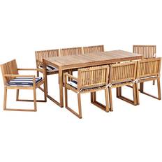 Blau Essgruppen Beliani Rustic 8 Garden Acacia II Patio Dining Set