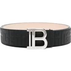 Balmain Men Accessories Balmain Belts, Male, Black, Embossed Monogram Black Leather Belt