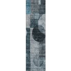 Addison Rugs Chantille White, Black, Blue 27x90"