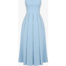 House of CB Womens Tuscan Blue Audrey Slim-fit Strapless Cotton-blend Midi Dress
