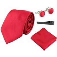 Shiny Cufflinks Paul Andrew Satin Silk Tie Pocket Square Cuff Links Shiny Red One