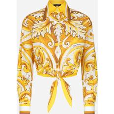 Femme - Jaune Chemises Dolce & Gabbana Majolica Cropped Cotton Poplin Shirt