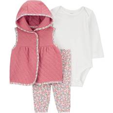 Other Sets Carter's Infant Girl's 3-Piece Quilted Vest and Pants Set Pink 18M